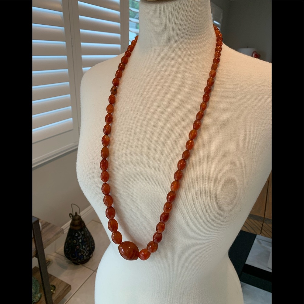 Vintage Carnelian Glass Necklace